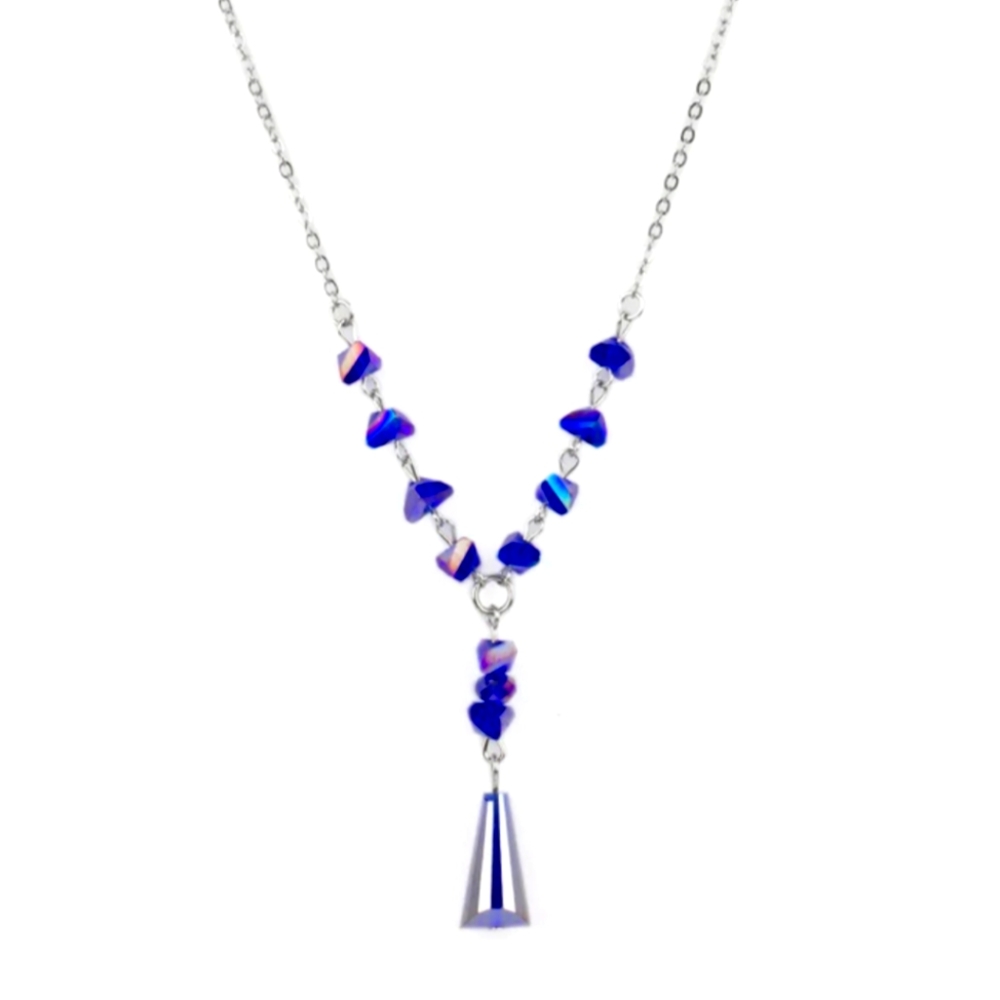 Blue Iridescent Necklace Earrings Holographic Set - Picture 12 of 17